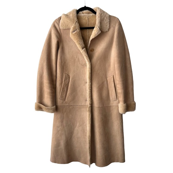 Burberry Jackets & Blazers - Burberry Shearling Fur Suede Long Pea Coat